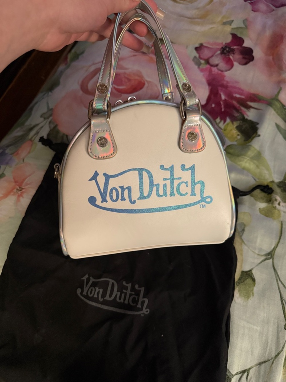 Von Dutch White with Iridescent bowling bag